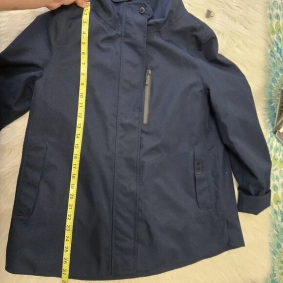 BARBOUR Glaciers Hooded Rain Jacket Coat Navy Women’s 10 Waterproof Breathable - Picture 6 of 7
